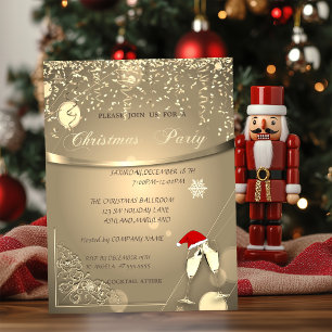 Brille, Weihnachtsmannmütze, Konfetti-Firma Weihna Einladung