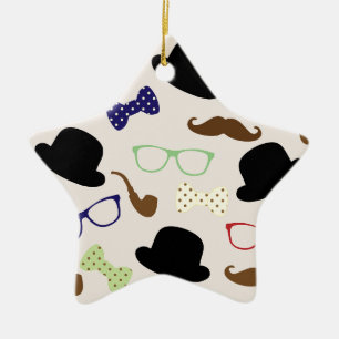 Brillen, Hats und Mustache Keramikornament