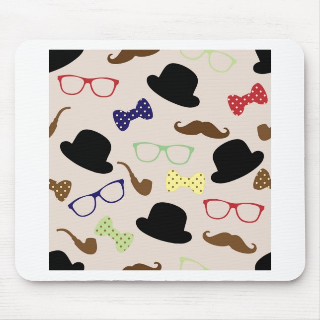 Brillen, Hats und Mustache Mousepad (Vorne)