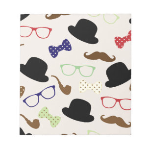 Brillen, Hats und Mustache Notizblock