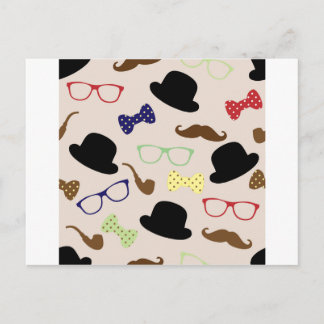 Brillen, Hats und Mustache Postkarte