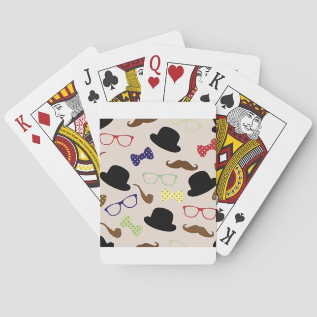 Brillen, Hats und Mustache Spielkarten (Rückseite)