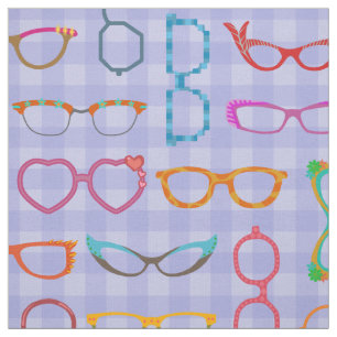 Brillen-Retro moderner Hipster-Veilchen-Gingham Stoff