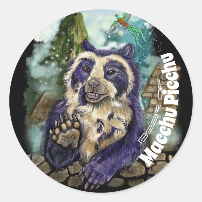 Brillenbär Runder Aufkleber (Vorderseite)