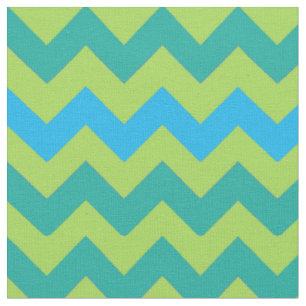 Brillenblau und grüne Chevronen Fabric Stoff