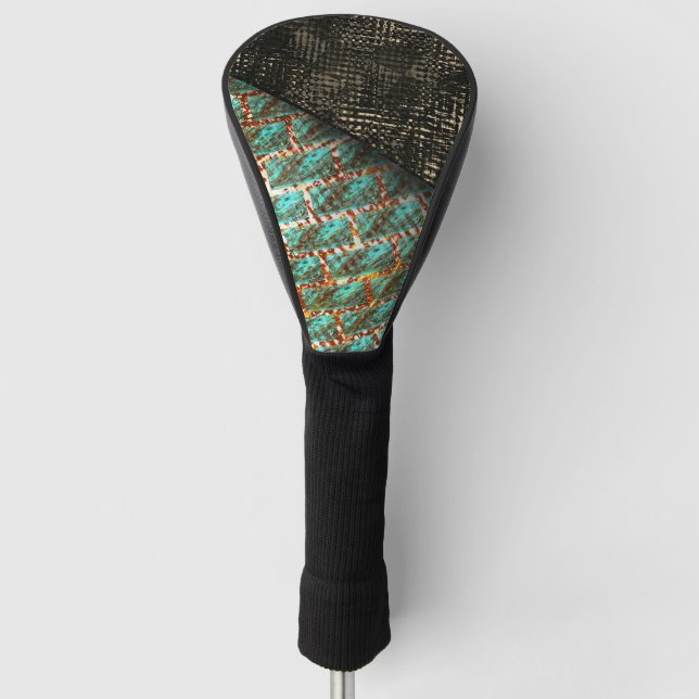 Brilleneffekt hellblau gepunktet, dunkelbraune Det Golf Headcover (Vorderseite)