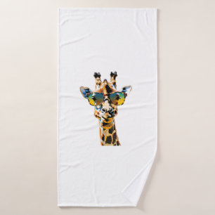 Brillengiraffe mit Sonnenbrille Badehandtuch