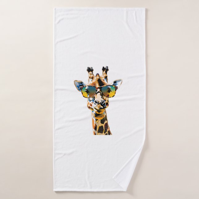 Brillengiraffe mit Sonnenbrille Badehandtuch (Badehandtuch)