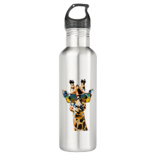 Brillengiraffe mit Sonnenbrille Edelstahlflasche