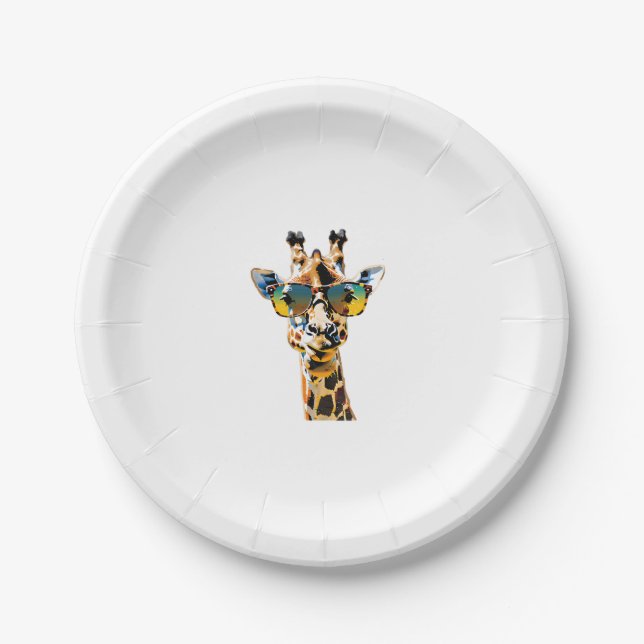 Brillengiraffe mit Sonnenbrille Pappteller (Vorderseite)