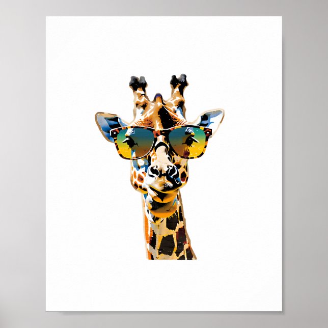 Brillengiraffe mit Sonnenbrille Poster (Vorne)