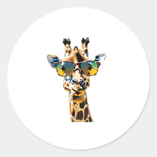Brillengiraffe mit Sonnenbrille Runder Aufkleber (Vorderseite)