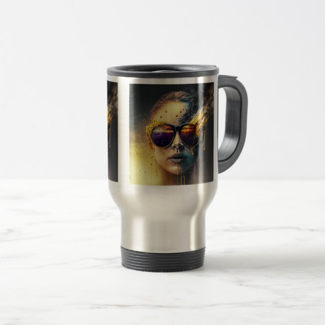 Brillenreise/Tasse des Pendelverkehrs, 15 oz Reisebecher (VorderseiteRechts)