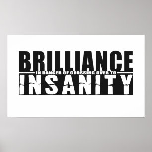 BRILLIANCE VS INSANITÉ poster couleur personnalisé