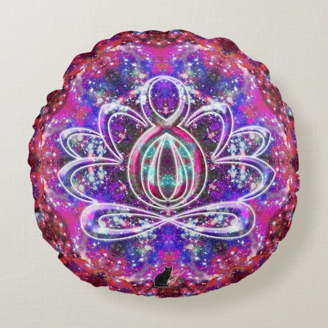 Brilliance Zen Lotus Coussin rond (Devant)