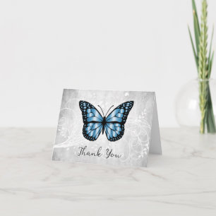 Brilliant Blue Butterfly Danke Karte