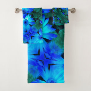 Brilliant Blue Daisies Badhandtuch Set