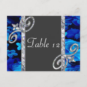 Brilliant Blue Rose & Diamond Wirbel Hochzeitsszen Postkarte