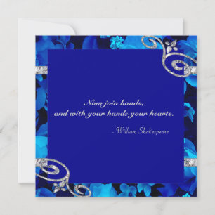 Brilliant Blue Rose & Diamond Wirbel Wedding DBNF Einladung