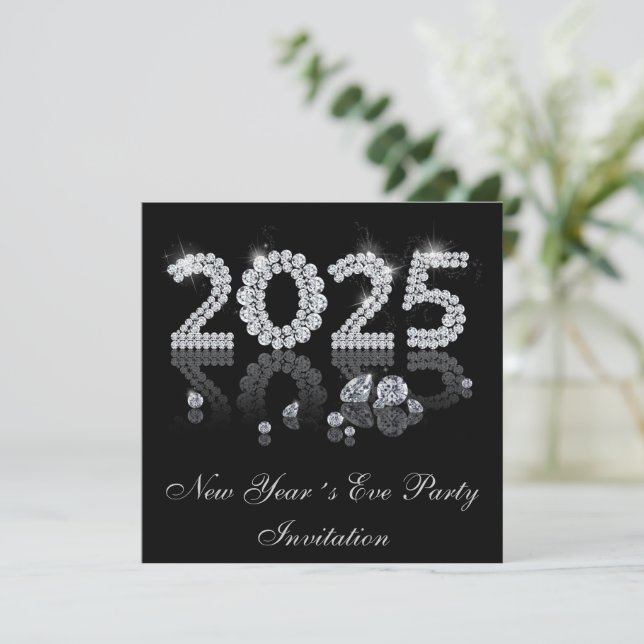 Brilliant Diamonds 2025 Luxus Neues Jahr Einladung (Stehend Vorderseite)