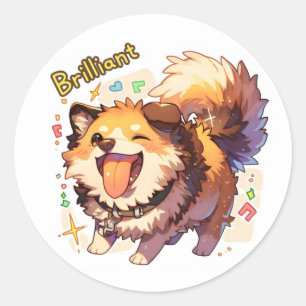 Brilliant Dog Anime Funny Runder Aufkleber