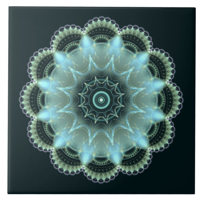 Brilliant Fraktal mandala Fliese (Vorderseite)