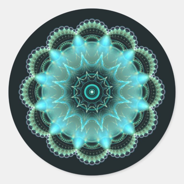 Brilliant Fraktal mandala Runder Aufkleber (Vorderseite)