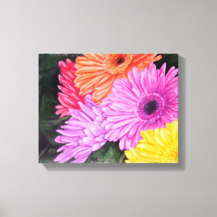 BRILLIANT GERBER BLUME WRAPPIERT CANVAS MALERIEREN LEINWANDDRUCK