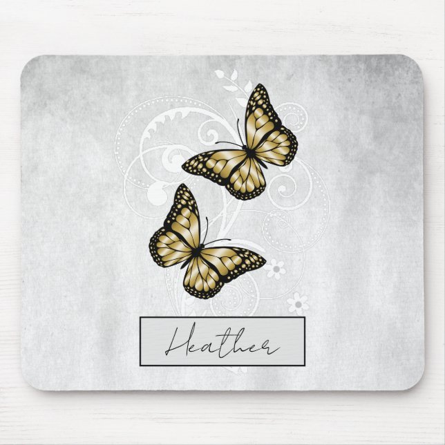 Brilliant Gold Butterfys Mousepad (Vorne)