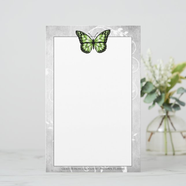 Brilliant Green Butterfly Stationierung Briefpapier (Stehend Vorderseite)