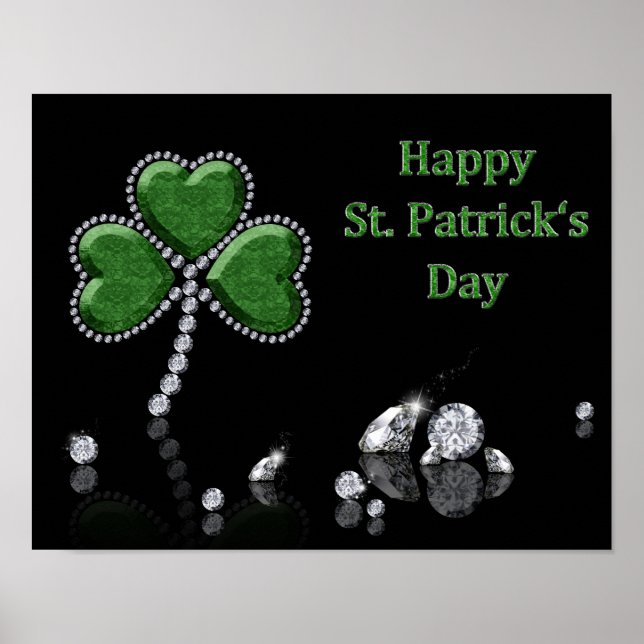 Brilliant Happy St. Patrick's Day Diamonds Poster (Vorne)
