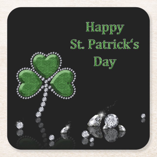 Brilliant Happy St. Patrick's Day Diamonds Rechteckiger Pappuntersetzer (Vorderseite)