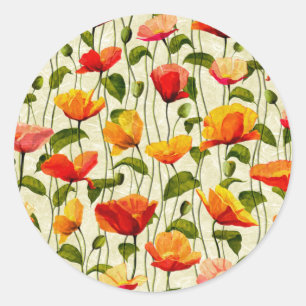 Brilliant Poppies Runder Aufkleber