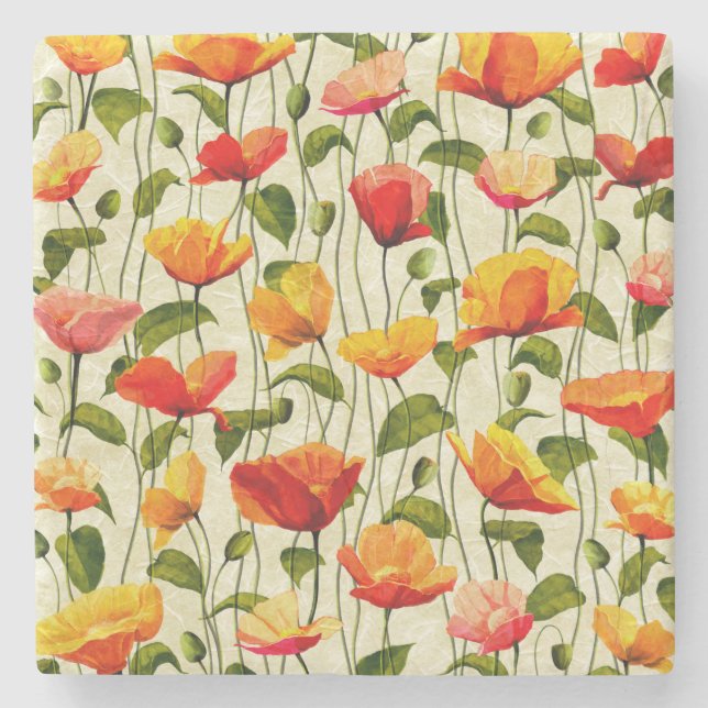 Brilliant Poppies Steinuntersetzer (Vorderseite)