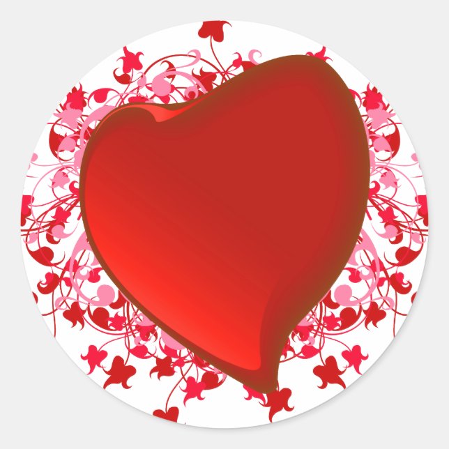 Brilliant Red Heart Runder Aufkleber (Vorderseite)