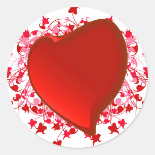 Brilliant Red Heart Runder Aufkleber