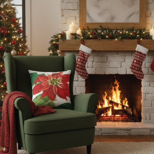 Brilliant Red Poinsettia Botanisch Kissen