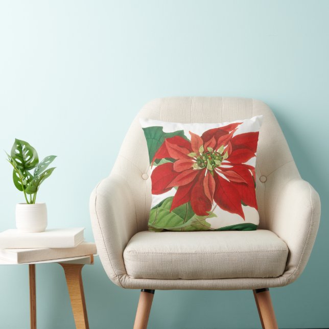 Brilliant Red Poinsettia Botanisch Kissen (Stuhl )