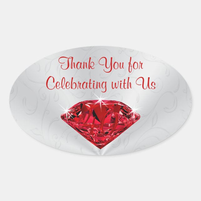 Brilliant Ruby 40 Jahre Jubiläum Danke Stickers (Vorderseite)
