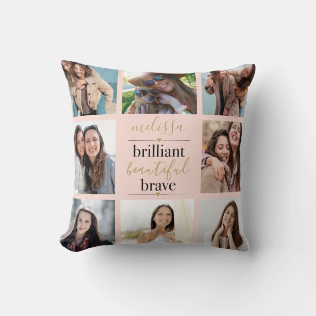 Brilliant Schöne, schöne 8 Foto Blush Pink Kissen (Vorderseite)