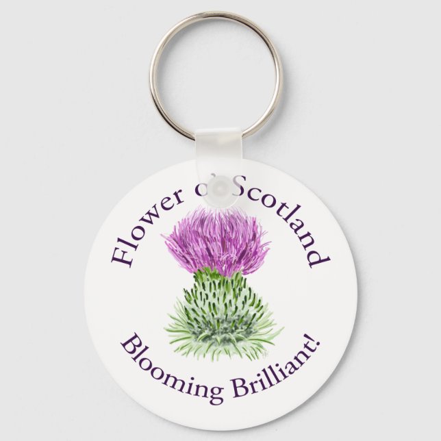 Brilliant Scottish Thistle blühend Schlüsselanhänger (Vorderseite)