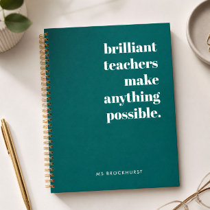 Brilliant Teacher Moderne Trendy Stilvoll Grün Notizbuch