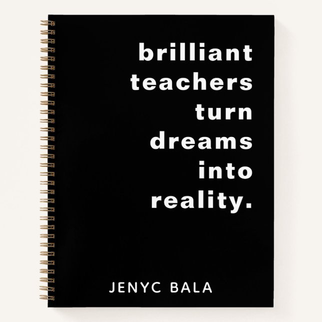 Brilliant Teacher Retro Black & White Design Notizbuch (Vorderseite)