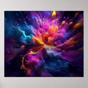 Brilliante fließende Farben Abstrakter digitaler P Poster