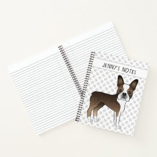 Brindle Boston Terrier Niedlich Cartoon Dog & Text Notizbuch