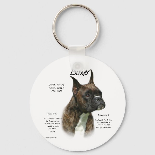 Brindle Boxer History Schlüsselanhänger (Vorderseite)