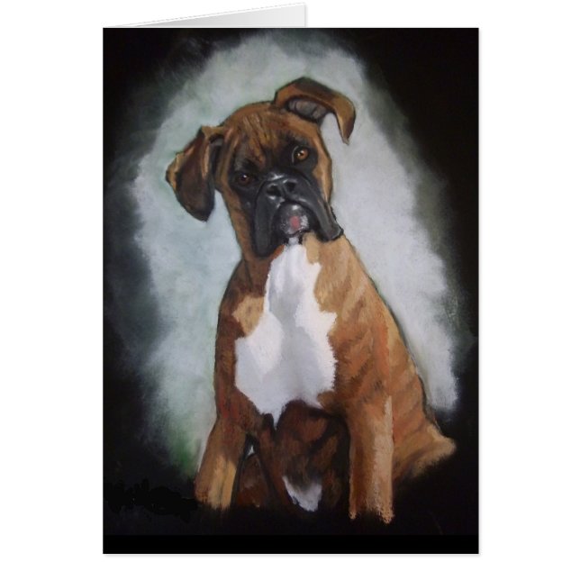 Brindle Boxer-Hund im Öl-Pastell: Tier-Kunst (Vorne)