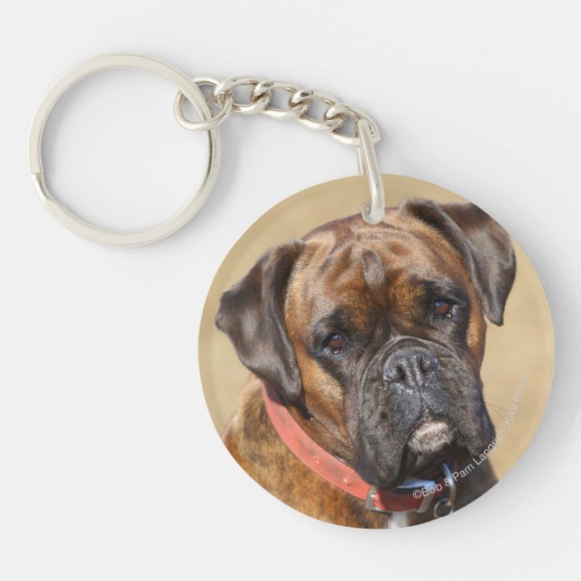 Brindle Boxer-Hund Schlüsselanhänger (Vorderseite)