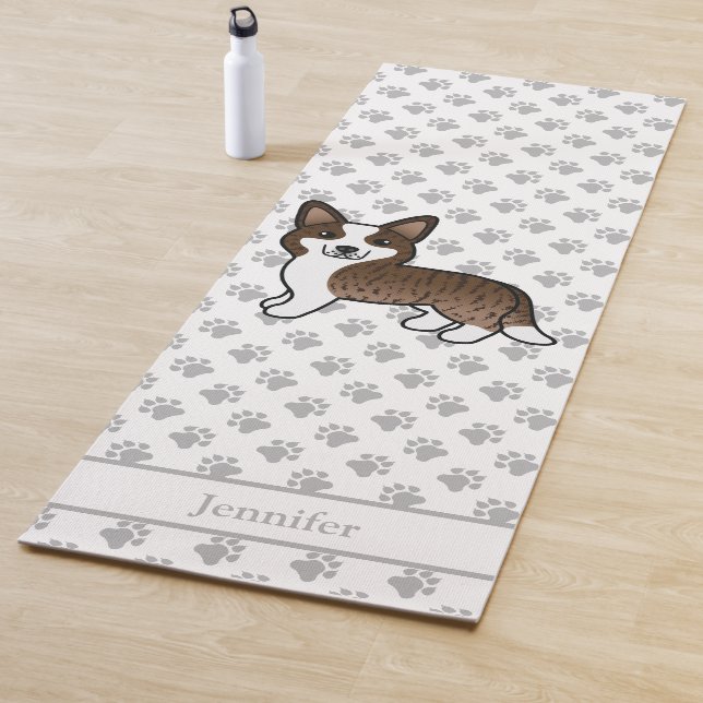 Brindle Cardigan Welsh Corgi Dog & Name Yogamatte (Beispiel)