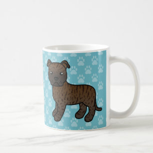 Brindle Cartoon Staffordshire Bull Terrier Kaffeetasse